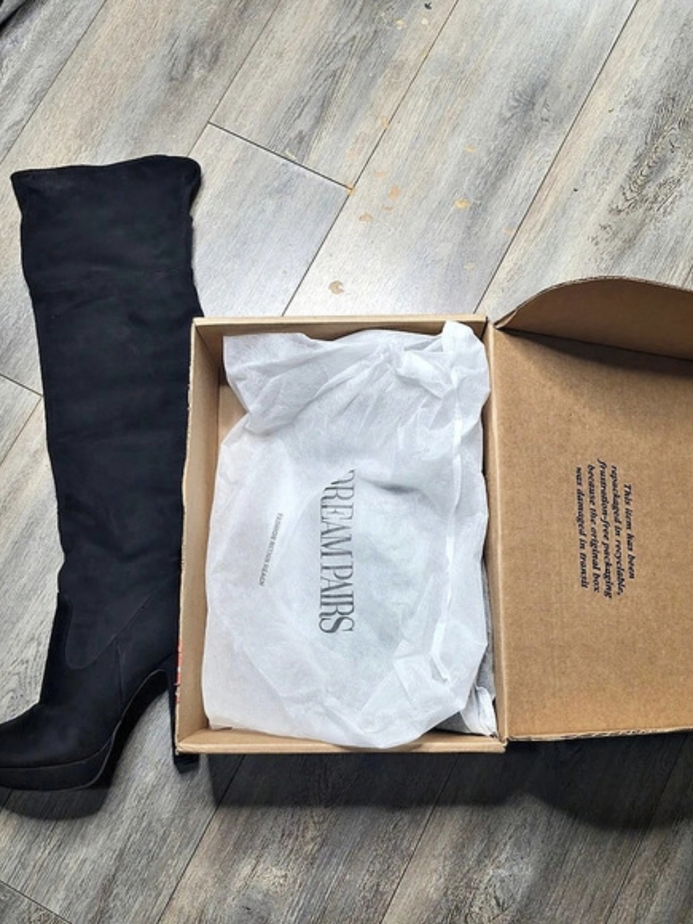 Dream Pairs Women's Block Heel Over The Knee Suede Boots Black US 9